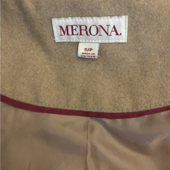 Merona Camel Pea Coat Wool Blend Small Petite - Picture 6 of 6